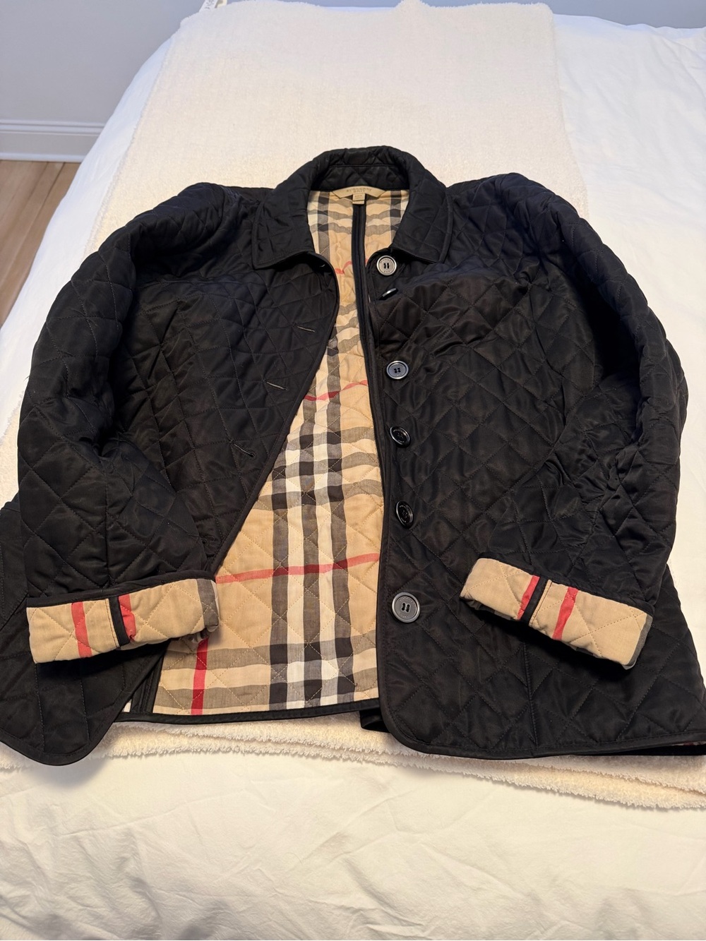 Black Quilted Men’s Jacket with Plaid Lining
